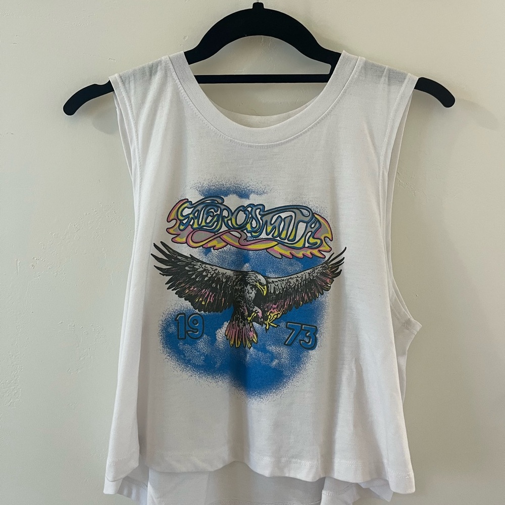 Aerosmith White Graphic Muscle Tee